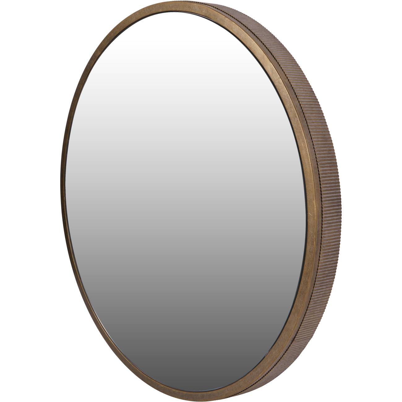 Belvedere Aged Gold Ribbed Round Wall Mirror